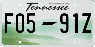 TN license plate F0591Z