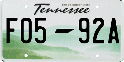 TN license plate F0592A
