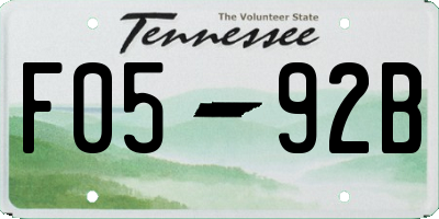 TN license plate F0592B