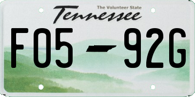 TN license plate F0592G