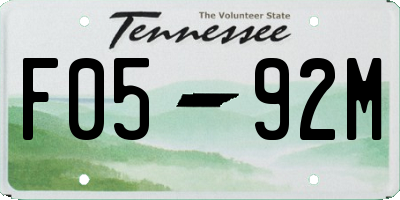 TN license plate F0592M