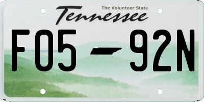 TN license plate F0592N