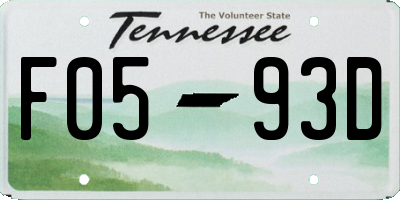 TN license plate F0593D