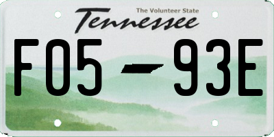 TN license plate F0593E