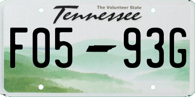 TN license plate F0593G