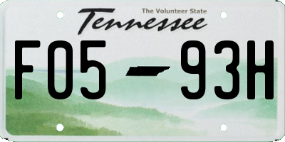 TN license plate F0593H