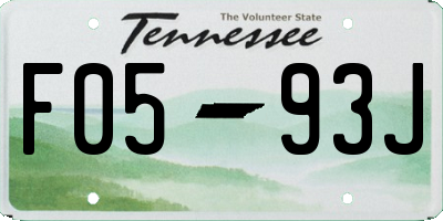 TN license plate F0593J