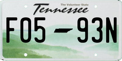 TN license plate F0593N