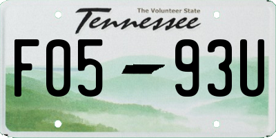 TN license plate F0593U