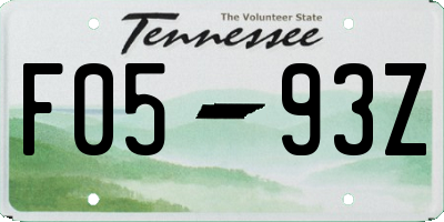 TN license plate F0593Z