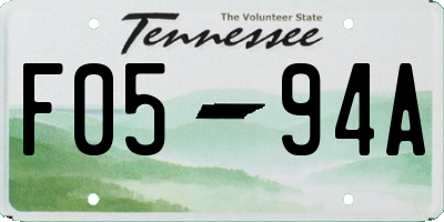 TN license plate F0594A