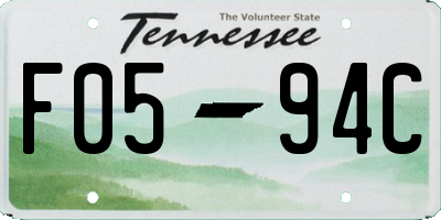 TN license plate F0594C