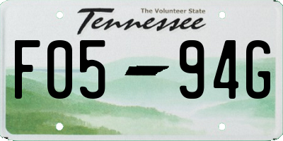 TN license plate F0594G