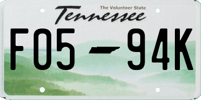 TN license plate F0594K