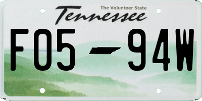 TN license plate F0594W