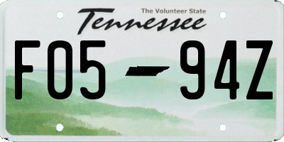 TN license plate F0594Z