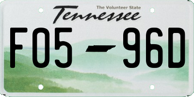 TN license plate F0596D