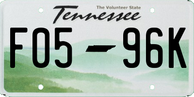 TN license plate F0596K