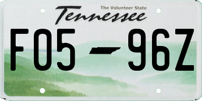 TN license plate F0596Z