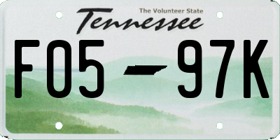 TN license plate F0597K