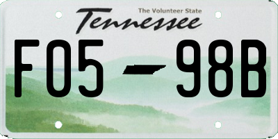 TN license plate F0598B