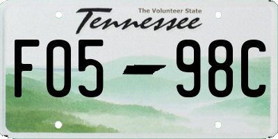 TN license plate F0598C