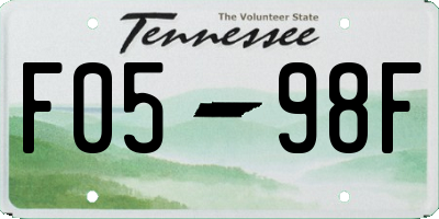 TN license plate F0598F