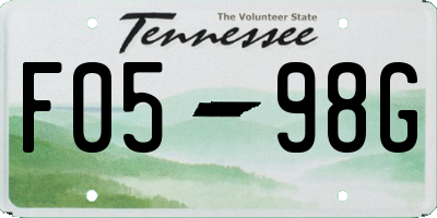 TN license plate F0598G