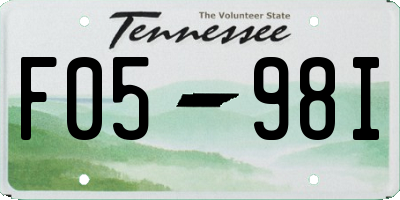 TN license plate F0598I