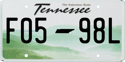 TN license plate F0598L