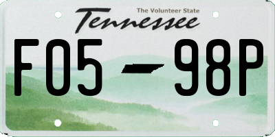 TN license plate F0598P
