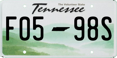 TN license plate F0598S