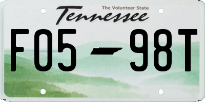 TN license plate F0598T