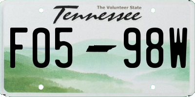 TN license plate F0598W