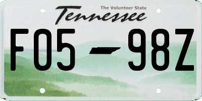 TN license plate F0598Z