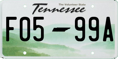 TN license plate F0599A