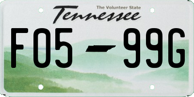 TN license plate F0599G