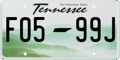 TN license plate F0599J