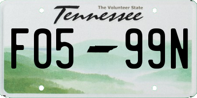 TN license plate F0599N