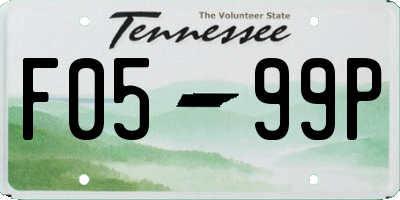 TN license plate F0599P