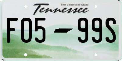 TN license plate F0599S