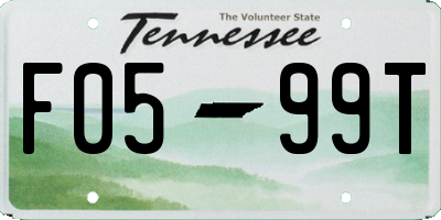TN license plate F0599T