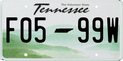 TN license plate F0599W