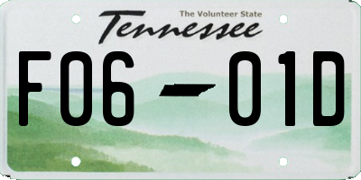TN license plate F0601D