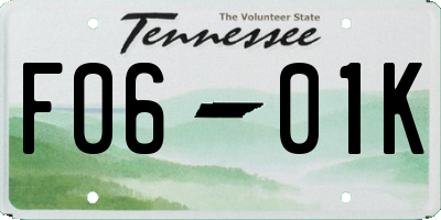 TN license plate F0601K