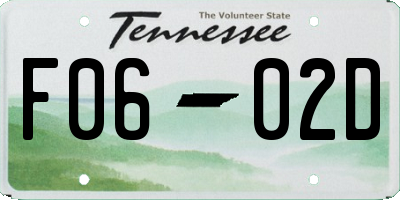 TN license plate F0602D