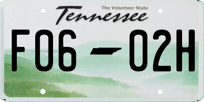 TN license plate F0602H