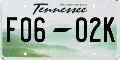 TN license plate F0602K