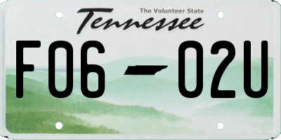 TN license plate F0602U