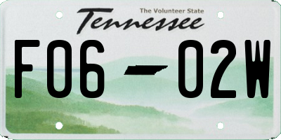 TN license plate F0602W